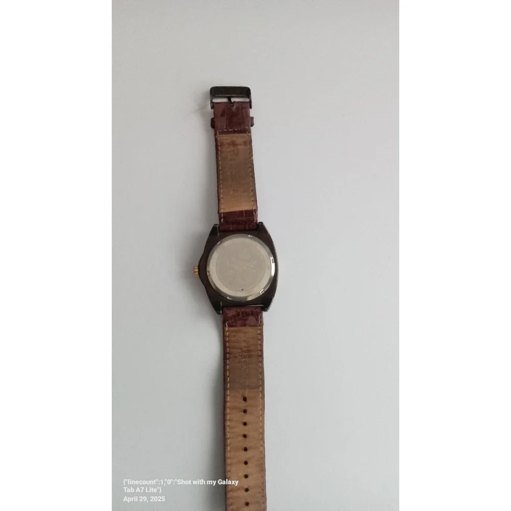Promado Royal Collection Day Date Gold Tone Bezel Brown‎ Band Watch